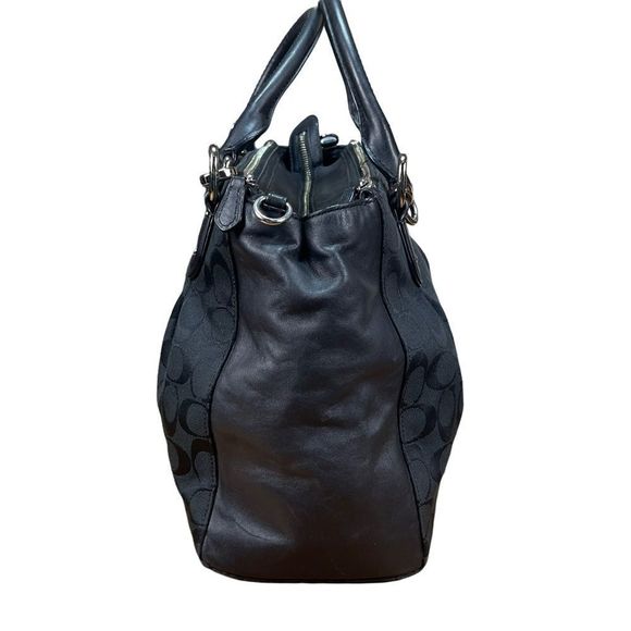 Coach Colette Carry All Black Canvas Leather Shoulder Bag 3 Compartments - Picture 4 of 16